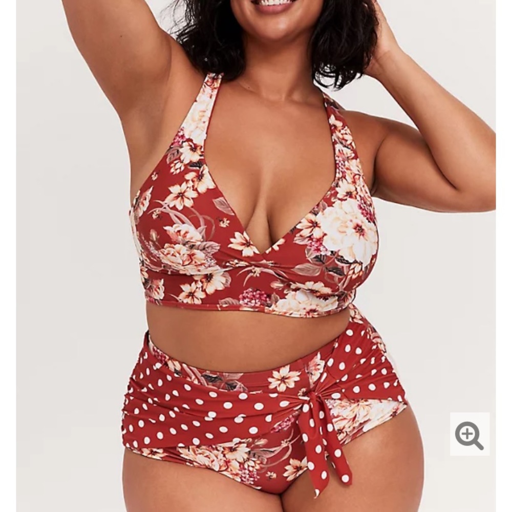 Reversible torrid rust colored floral swim 2 piece
